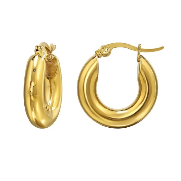 Gold Chunky Hoop Earrings Stainless Steel Everyday Hoops for Sensitive Ears 20mm - Picture 1 of 5